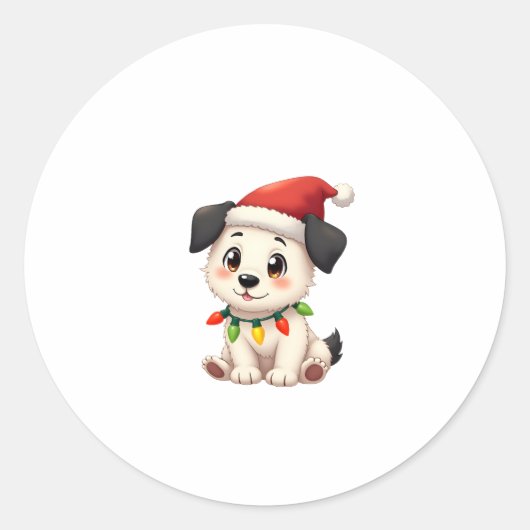 Shih Tzu Santa Christmas Tree Lights Xmas Dog Love Ronde Sticker (Voorkant)