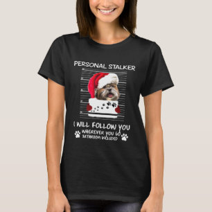 Shih Tzu Santa Hat Personal Stalker Kerstmis T-shirt
