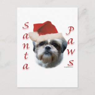 Shih Tzu Santa Paws Feestdagenkaart