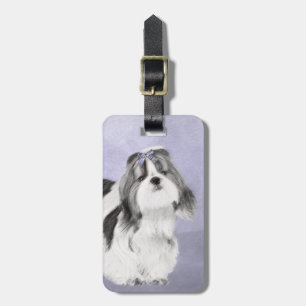 Shih Tzu schilderen - Kute Original Dog Art Bagagelabel