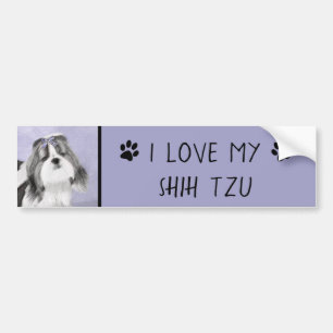 Shih Tzu schilderen - Kute Original Dog Art Bumpersticker
