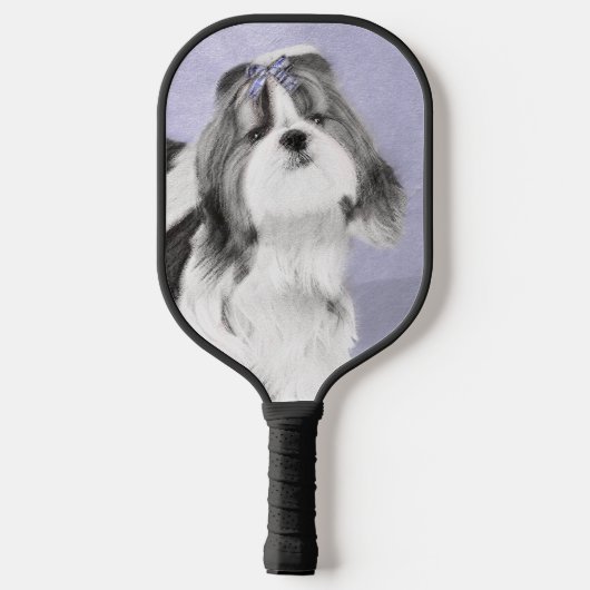 Shih Tzu schilderen - Kute Original Dog Art Pickleball Paddle (Achterkant)