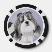 Shih Tzu schilderen - Kute Original Dog Art Poker Chips (Achterkant)