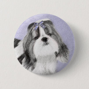 Shih Tzu schilderen - Kute Original Dog Art Ronde Button 5,7 Cm