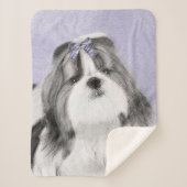 Shih Tzu schilderen - Kute Original Dog Art Sherpa Deken (Voorkant)