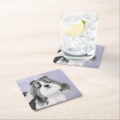 Shih Tzu schilderen - Kute Original Dog Art Vierkante Kartonnen Onderzetter (Insitu)