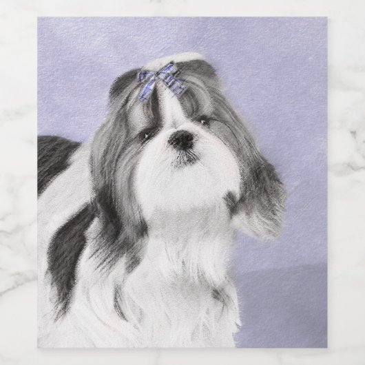Shih Tzu schilderen - Kute Original Dog Art Wijn Etiket (Enkel label)