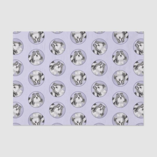 Shih Tzu Schilderen Zwart & Wit Originele Hond Art Tissuepapier (Voorkant)