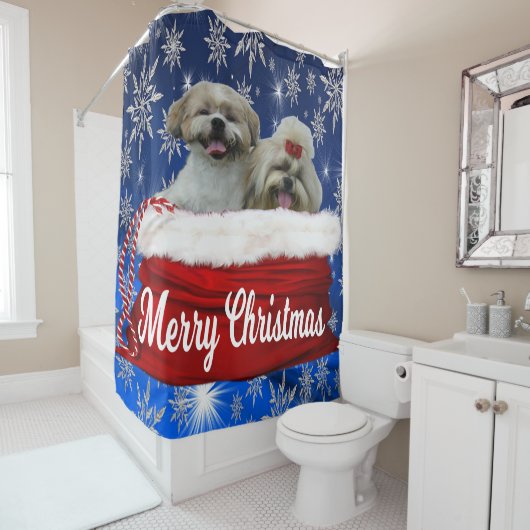 Shih tzu Shower Curtain, Kerstmis Douchegordijn (In situ)