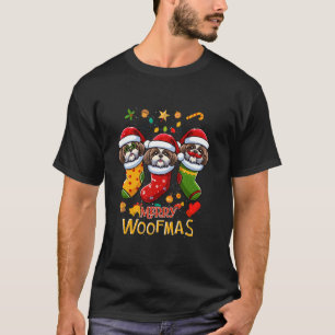 Shih Tzu Sinterklaas Kerstmis Kous Hond X Mas T-shirt