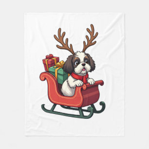 Shih Tzu Sinterklaas slee-rit Fleece Deken