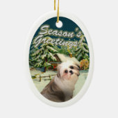 Shih Tzu Sneeuwcabine Kerstmis Ornament (Achterkant)