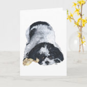 Shih Tzu spelen Kaart (Gele Bloem)