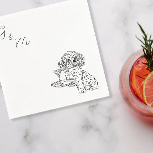 Shih Tzu tekening met een martini cocktail servett Servet