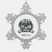 Shih Tzu Tin Sneeuwvlok Ornament (Voorkant)