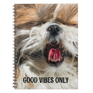 Shih tzu tong grappige vibes aangepaste tekst notitieboek