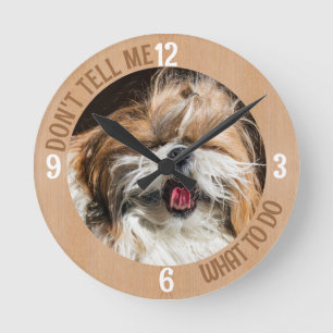 Shih tzu tongue grappig Vertel me niet wat ik moet Ronde Klok