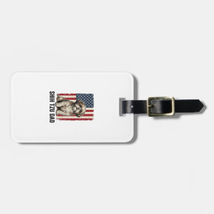 Shih Tzu Vader Patriottisch Vintage Hond Shirt Ont Bagagelabel