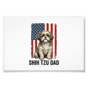 Shih Tzu Vader Patriottisch Vintage Hond Shirt Ont Foto Afdruk