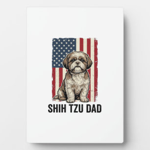 Shih Tzu Vader Patriottisch Vintage Hond Shirt Ont Fotoplaat