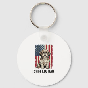 Shih Tzu Vader Patriottisch Vintage Hond Shirt Ont Sleutelhanger