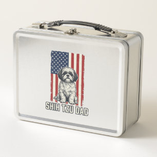 Shih Tzu Vader Patriottische Vlag Vintage Hond Shi