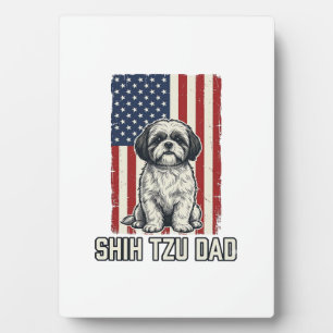 Shih Tzu Vader Patriottische Vlag Vintage Hond Shi Fotoplaat