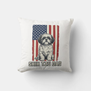 Shih Tzu Vader Patriottische Vlag Vintage Hond Shi Kussen