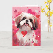 Shih Tzu Valentijnsdag Kaart (Gele Bloem)