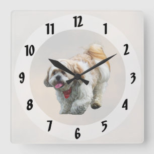 Shih Tzu Walking Vierkante Klok