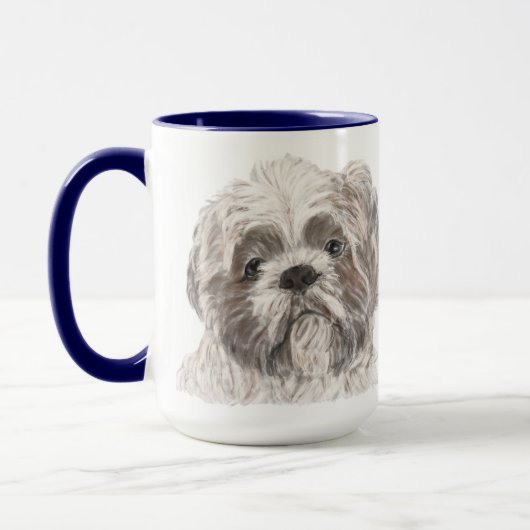 Shih Tzu Waterverf - Aangepast sleepnet Mok (Links)
