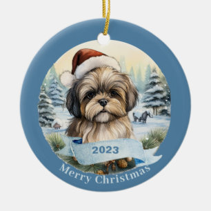 Shih Tzu waterverf hondenkunst Keramisch Ornament