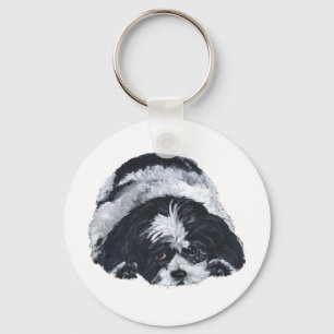 Shih Tzu Zwart & Wit Sleutelhanger