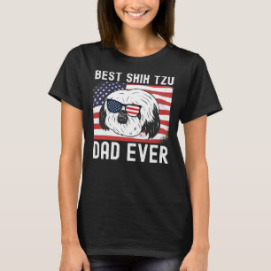 Shihtzu Papa Amerikaanse vlag 4th of July USA Shih T-shirt