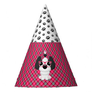 Shihtzu Puppy Dogs a Nerd Pink Birthday Party Pett Feesthoedjes