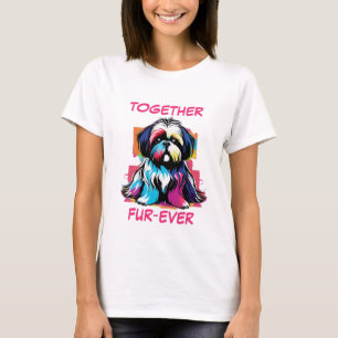 Shihtzu Shih Tzu Pastel Kleurrijke Abstracte Honde T-shirt