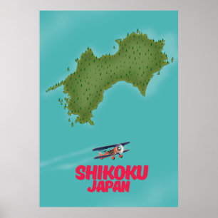 Shikoku Japan-kaart Poster
