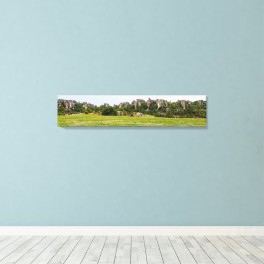 Shilin pinnacles Stone forest - Yunnan, China, Azi Canvas Afdruk (Insitu (Houten vloer))
