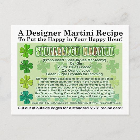 Shillelagh St. Patrick's Day Martini Recept Kaart (Voorkant)