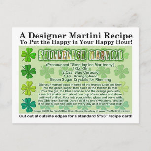 Shillelagh St. Patrick's Day Martini Recipe Card Briefkaart