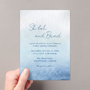 Shiloh Blue Elegant Wedding Acryl Uitnodigingen