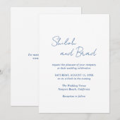 Shiloh Navy Blue Modern Elegant Huwelijk Kaart (Voorkant / Achterkant)