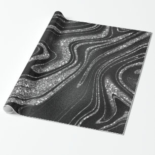 Shimmer Black en Silver Glitter Cadeaupapier