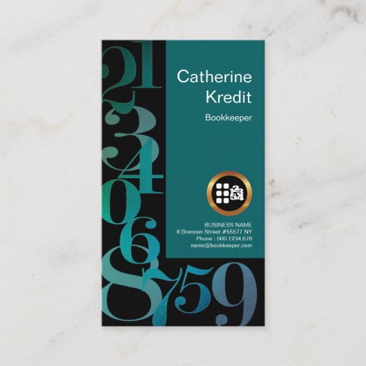 Shimmer Blue Finance Numbers Bookholding Visitekaartje (Voorkant)