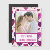 Shimmer Purple Heart Text Back Carte magnétique (Devant / Derrière)