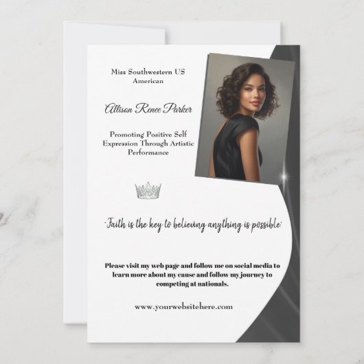 Shimmer Slate Autograph Kaart voor Pageants (Achterkant)
