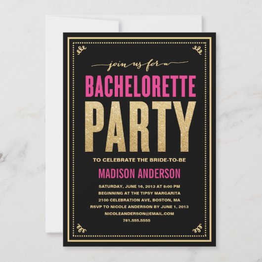 SHIMMER & SPARKLE | BACHELORETTE INVITATION PARTI (Devant)