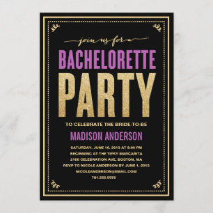 SHIMMER & SPARKLE INVITATION DE LA PARTIE BACHELO