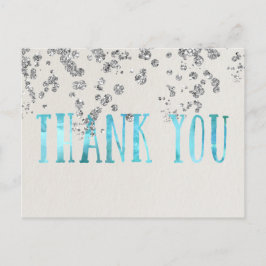 Shimmer Zee Blauw en Faux Silver Sequins Briefkaart