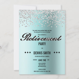 Shimmer Zilver Glitter Confetti Retirement Party Kaart
